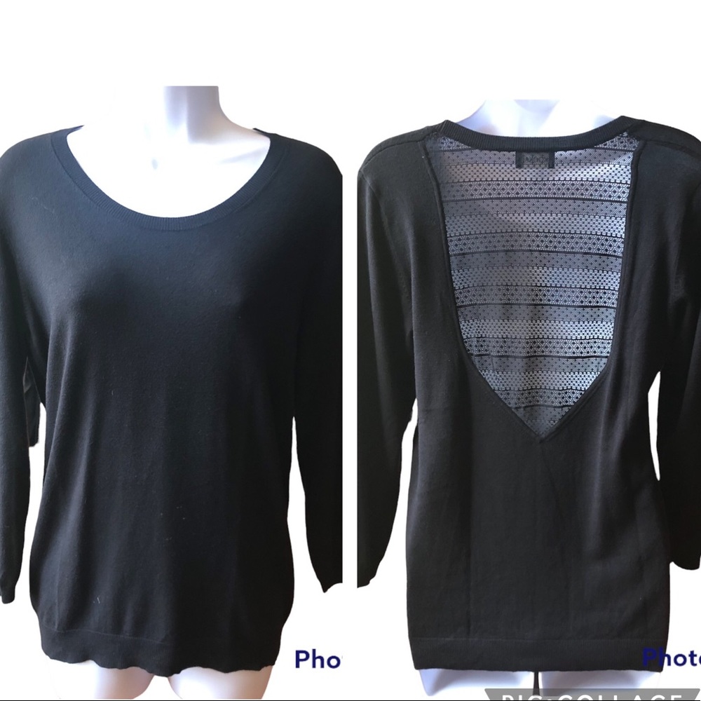 Kookai lace-back sweater, US 8-10 (European size 2), black, EUC